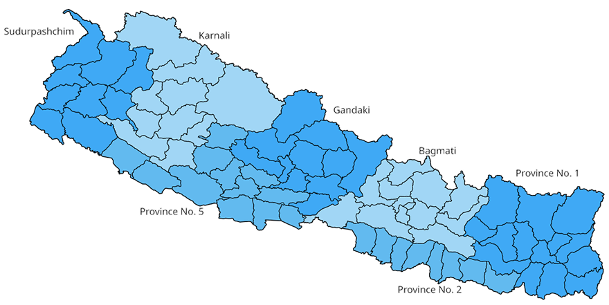 Nepal Map showing program coverage